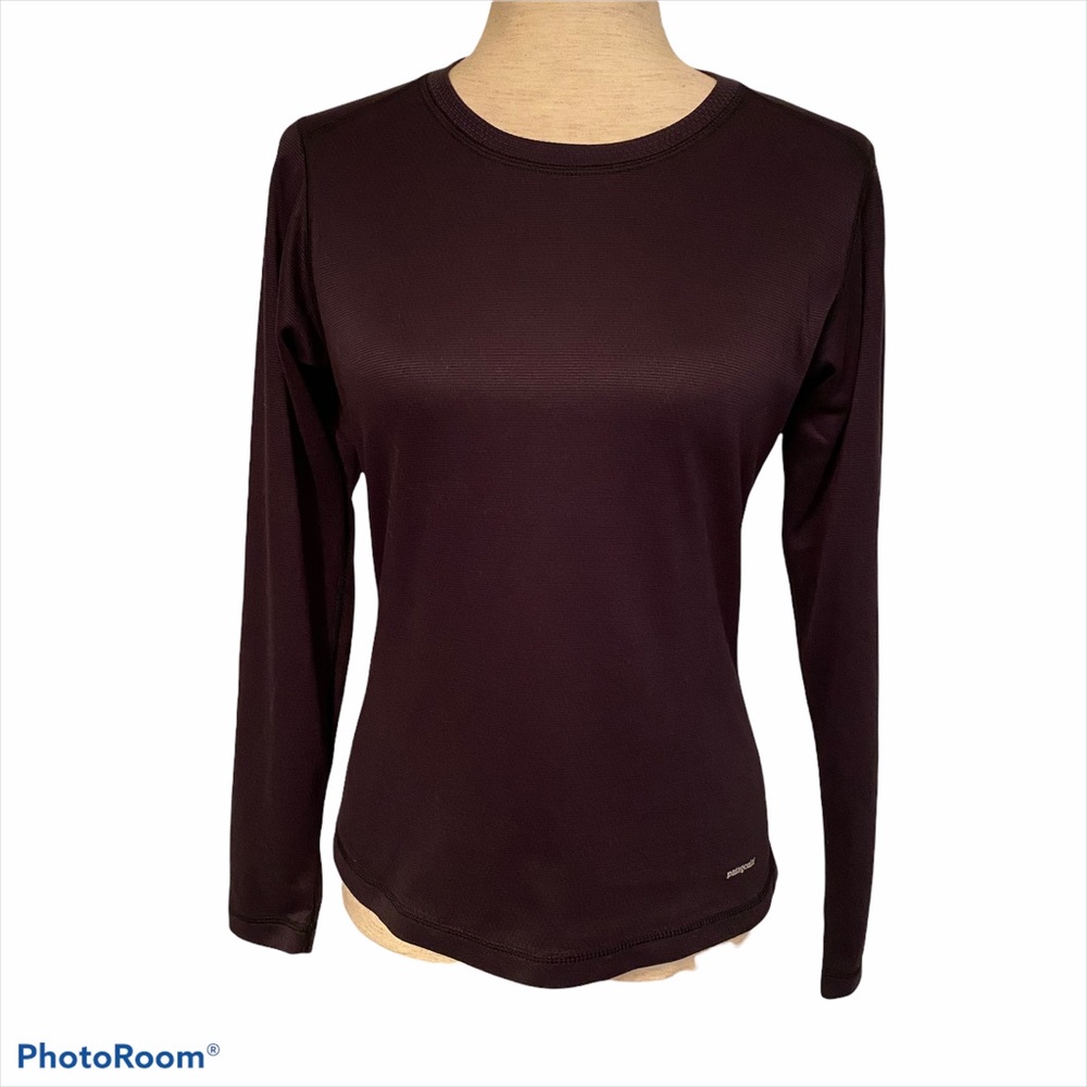 PATAGONIA TOP APILENE TEE LONG SLEEVE BLACK CREW NECK SIZE M